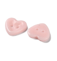 15mm - Bouton 2 trous coeur rose
