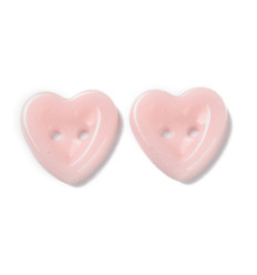 15mm - Bouton 2 trous coeur rose