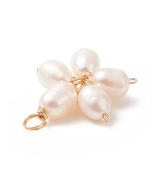 Pendentif trèfle tissé en nacre