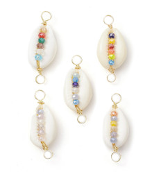 Connecteur cauri avec perles tissées