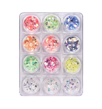 kit boites paillettes (12 coloris)