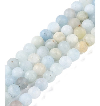6mm - aigue-marine - Chapelet pierre
