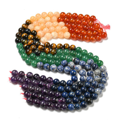8mm - Mix coloris chakra - Chapelet pierre