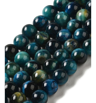 6mm - oeil de tigre vert - Chapelet pierre