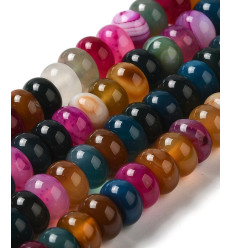 Chapelet agate teintée multicolore donut - Chapelet pierre