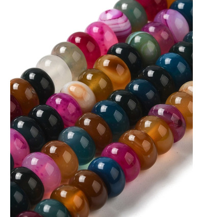 Chapelet agate teintée multicolore donut - Chapelet pierre