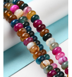 Chapelet agate teintée multicolore donut - Chapelet pierre