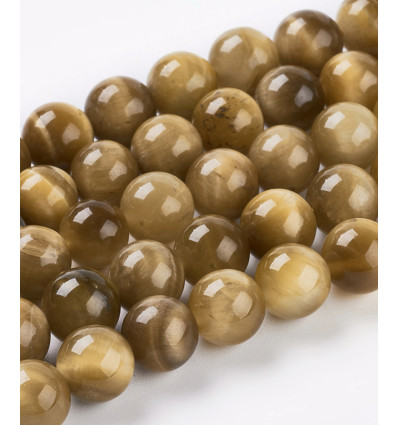 8mm - oeil de tigre jaune - Chapelet pierre