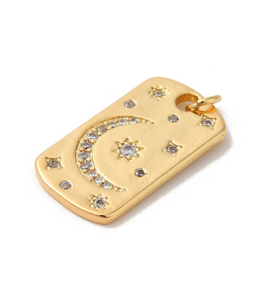 Pendentif plaque rectangulaire lune en zircons