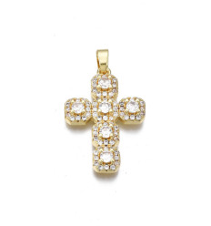 Pendentif croix + zircons multicolores