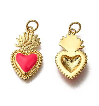Pendentif coeur ex-voto avec émaillage