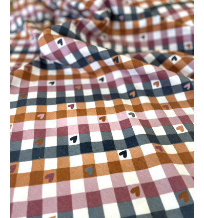 Flanelle de coton vichy - coeur