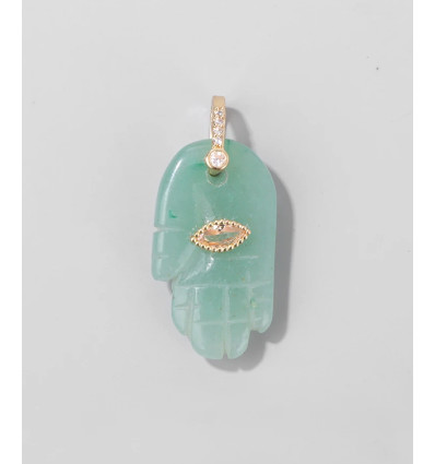 Aventurine - main en pierre avec oeil