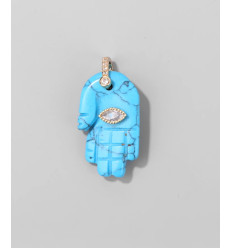 Howlite - main en pierre avec oeil