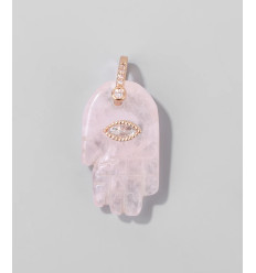 Quartz rose - main en pierre avec oeil