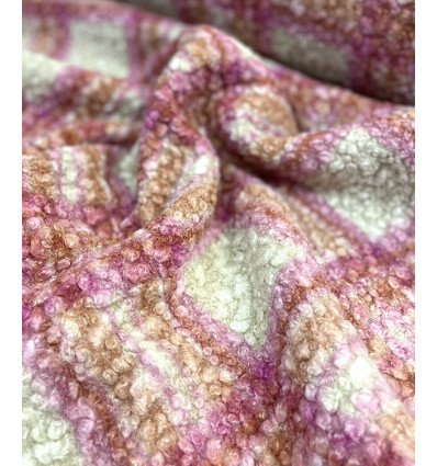 Bouclette tartan pink