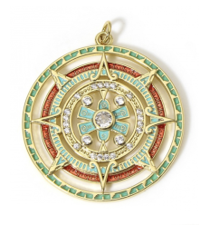 Pendentif médaille points cardinaux émaillé