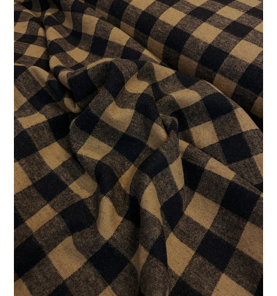 Tissu brossé damier camel