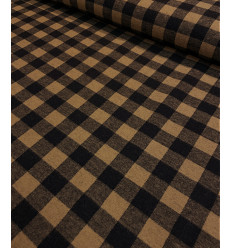 Tissu brossé damier camel