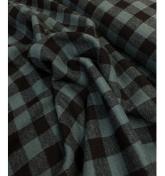 Tissu brossé damier bleu canard