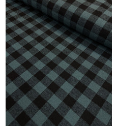 Tissu brossé damier bleu canard