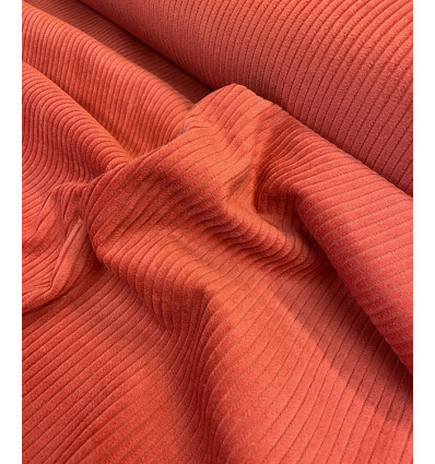Velours Lavé Larges Côtes - Framboise