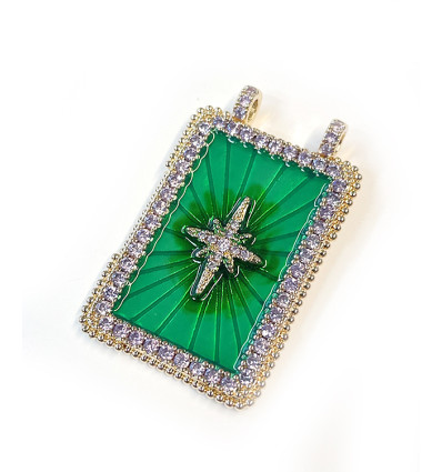 Pendentif plaque croix fuschia