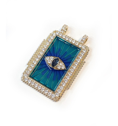 Pendentif plaque oeil vert
