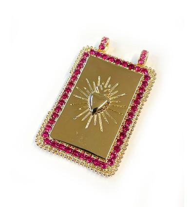 Pendentif plaque coeur sacré