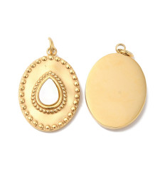 Pendentif médaille ovale avec goutte en nacre