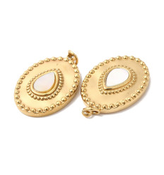 Pendentif médaille ovale avec goutte en nacre