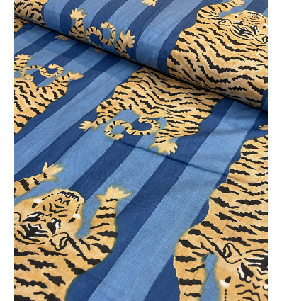 Tissu traditionnel indien - tigre vert