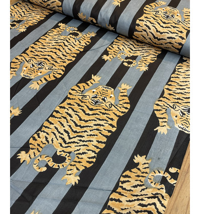 Tissu traditionnel indien - tigre bleu