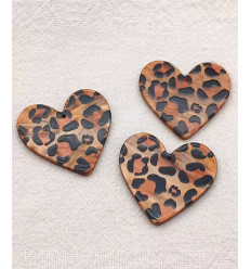 pendentif grand coeur léopard en acétate