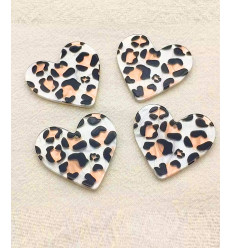 pendentif grand coeur léopard en acétate
