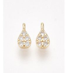 Pendentif mini goutte avec 5 zircons blancs